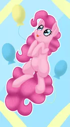 Size: 1461x2620 | Tagged: safe, artist:greendragonfoxpony, derpibooru import, pinkie pie, pony, balloon, solo, tongue out