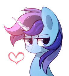 Size: 2100x2300 | Tagged: source needed, safe, artist:mirtash, derpibooru import, oc, oc:spacelight, unofficial characters only, pony, unicorn, bedroom eyes, female, happy, heart, mare, not minuette, rcf community, simple background, smiling, solo, transparent background