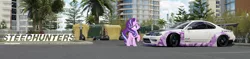 Size: 2560x600 | Tagged: safe, artist:skyline333, derpibooru import, starlight glimmer, pony, car, forza horizon 3, nissan, nissan silvia, photo, pun, solo