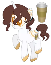 Size: 1008x1264 | Tagged: safe, artist:eclispeluna, derpibooru import, oc, oc:coffee brew, unofficial characters only, pony, unicorn, colored pupils, female, mare, simple background, solo, transparent background, trotting, trotting in place