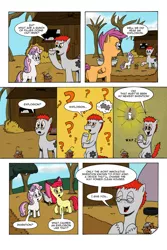 Size: 1024x1536 | Tagged: safe, artist:cartoon-eric, derpibooru import, apple bloom, scootaloo, sweetie belle, oc, oc:fritz, oc:gear loose, pony, comic:cmc and gear loose, comic, cutie mark crusaders