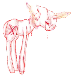 Size: 1024x1061 | Tagged: semi-grimdark, artist:anxiouslilnerd, derpibooru import, oc, oc:arrow, unofficial characters only, pony, bracelet, crossed out cutie mark, crying, depressed, ear piercing, earring, hanging, hanging (by neck), jewelry, magic, necklace, piercing, self harm, sketch, solo, suicide, vent art