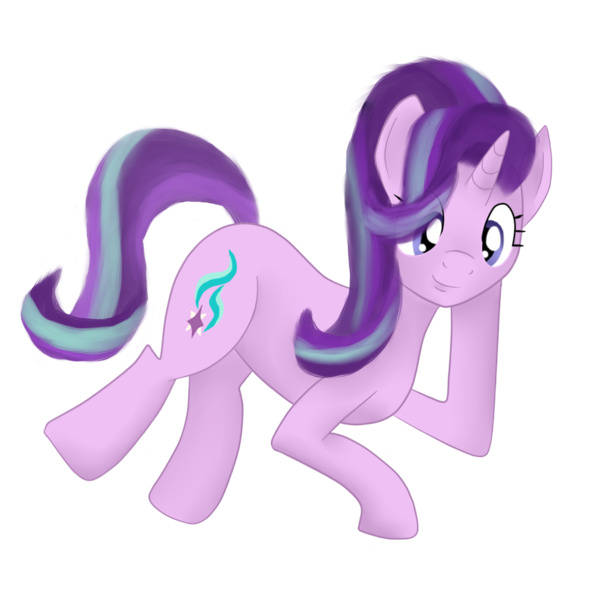 Size: 1100x1100 | Tagged: safe, artist:afterman, derpibooru import, starlight glimmer, pony, cute, lying down, simple background, smiling, solo, transparent background