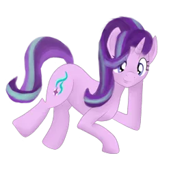 Size: 1100x1100 | Tagged: safe, artist:afterman, derpibooru import, starlight glimmer, pony, cute, lying down, simple background, smiling, solo, transparent background