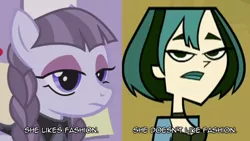 Size: 1920x1080 | Tagged: safe, derpibooru import, inky rose, pony, honest apple, comparison, crossover, goth, gwen, total drama, total drama island