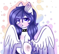 Size: 4313x3946 | Tagged: safe, artist:ohsushime, derpibooru import, oc, oc:chrysalis galaxy, unofficial characters only, pegasus, pony, :t, absurd resolution, choker, female, high res, mare, raised hoof, simple background, solo, spiked choker, transparent background