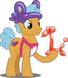 Size: 4366x5000 | Tagged: safe, artist:dashiesparkle, derpibooru import, twisty pop, pony, forever filly, .svg available, absurd resolution, balloon, balloon animal, clothes, cute, male, simple background, smiling, solo, stallion, transparent background, vector