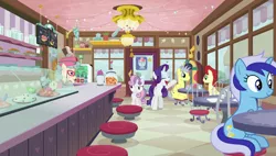 Size: 1920x1090 | Tagged: safe, derpibooru import, screencap, minuette, rarity, sweetie belle, pegasus, pony, unicorn, forever filly, ice cream parlor