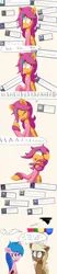 Size: 1000x4800 | Tagged: safe, artist:jake heritagu, derpibooru import, firefly, scootaloo, oc, oc:lightning blitz, oc:sandy hooves, pegasus, pony, comic:ask motherly scootaloo, absurd resolution, ask, baby, baby pony, balloon, colt, comic, dialogue, faint, female, grandmother and grandchild, hairpin, holding a pony, laughing, lesbian, male, motherly scootaloo, offspring, older, older scootaloo, parent:rain catcher, parent:scootaloo, parents:catcherloo, speech bubble, sweatshirt, tumblr