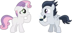 Size: 6509x3000 | Tagged: safe, artist:meandmyideas, artist:stjonal, derpibooru import, rumble, sweetie belle, pony, absurd resolution, female, male, marriage proposal, ring, rumbelle, shipping, simple background, straight, surprised, transparent background, vector