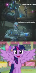 Size: 905x1800 | Tagged: safe, derpibooru import, twilight sparkle, twilight sparkle (alicorn), alicorn, pony, the one where pinkie pie knows, adorkable, baseball bat, boots, cute, dork, faic, goggles, happy, harley quinn, image macro, injustice, injustice 2, meme, midriff, mr. freeze, open mouth, pun, reference, spread wings, sugarcube corner, twiabetes, voice actor joke, wings