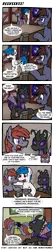 Size: 1500x6930 | Tagged: safe, artist:moemneop, derpibooru import, oc, oc:kami, oc:lukida, oc:memorynumber, unofficial characters only, bat pony, changeling, pegasus, pony, absurd resolution, comic, female, gem, lukami, male, mare, mug, stallion, vomit, vomiting