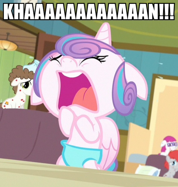 Size: 609x641 | Tagged: safe, derpibooru import, edit, edited screencap, screencap, princess flurry heart, pony, a flurry of emotions, cropped, floppy ears, image macro, khaaaaaaan, meme, star trek, star trek ii: the wrath of khan