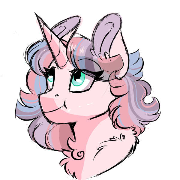 Size: 3000x3000 | Tagged: safe, artist:scarletskitty12, derpibooru import, oc, unofficial characters only, pony, unicorn, bust, chest fluff, cute, female, magical lesbian spawn, mare, next generation, ocbetes, offspring, parent:pinkie pie, parent:twilight sparkle, parents:twinkie, simple background, smiling, solo, white background