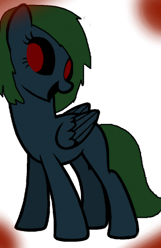 Size: 324x500 | Tagged: safe, artist:sagelight, derpibooru import, oc, oc:sagelight, unofficial characters only, pegasus, pony, zombie, evil, grin, red eyes, smiling, solo