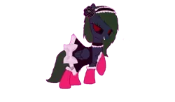 Size: 1006x589 | Tagged: suggestive, artist:rito, derpibooru import, oc, oc:sagelight, unofficial characters only, pony, zombie, clothes, cute, dress, grin, maid, pink, red eyes, simple background, smiling, socks, solo, transparent background