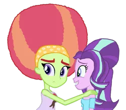 Size: 953x838 | Tagged: safe, artist:ktd1993, derpibooru import, starlight glimmer, tree hugger, equestria girls, afro, crack shipping, equestria girls-ified, female, lesbian, shipping, simple background, starhugger, transparent background