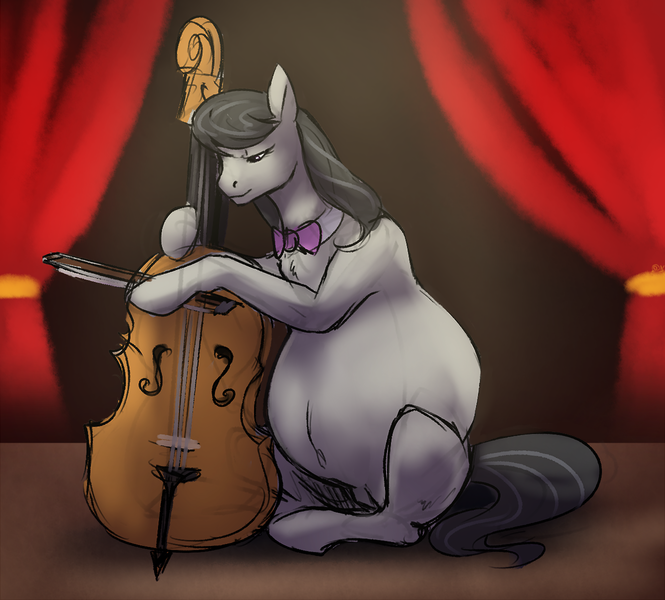 Size: 1280x1155 | Tagged: safe, artist:nsfwbonbon, derpibooru import, octavia melody, earth pony, pony, belly, cello, explicit source, female, mare, musical instrument, pregnant, solo, stage