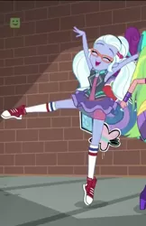 Size: 700x1080 | Tagged: safe, derpibooru import, screencap, lemon zest, sugarcoat, dance magic, equestria girls, spoiler:eqg specials, clothes, converse, cropped, cute, eyes closed, female, pointe, shoes, skirt, smiling, sneakers, socks, solo focus, sugarcute, when she smiles
