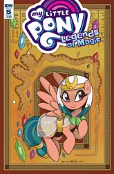 Size: 1054x1600 | Tagged: safe, artist:brendahickey, derpibooru import, idw, somnambula, pegasus, pony, snake, legends of magic, spoiler:comic, spoiler:comiclom5, cover, gem, glowpaz, hieroglyphics, see-through, solo