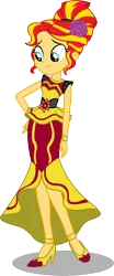 Size: 996x2400 | Tagged: safe, artist:seahawk270, derpibooru import, sunset shimmer, dance magic, equestria girls, spoiler:eqg specials, alternate hairstyle, clothes, dress, dress interior, female, flower, flower in hair, high heels, rose, shoes, simple background, smiling, solo, transparent background