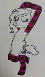 Size: 1113x1920 | Tagged: safe, artist:poprox101, derpibooru import, oc, oc:autumn moon, unofficial characters only, pony, bipedal, clothes, sketch, socks, solo, striped socks, traditional art, tree pose, yoga