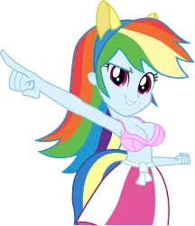 Size: 882x1023 | Tagged: suggestive, artist:drweb70, artist:wanderingeditor, derpibooru import, edit, rainbow dash, equestria girls, armpits, big breasts, bra, breasts, busty rainbow dash, canterlot high, cleavage, clothes, cute, dashabetes, fake tail, female, helping twilight win the crown, huge breasts, pony ears, school spirit, simple background, skirt, smiling, solo, solo female, transparent background, underwear, vector, wondercolts