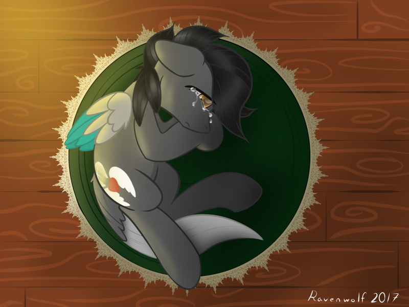 Size: 1024x768 | Tagged: safe, artist:humble-ravenwolf, derpibooru import, oc, oc:ravenhoof, unofficial characters only, pony, crying, curled up, depressed, haiku, lying down, rug, side, solo, vent art