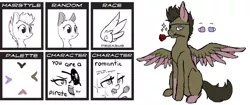 Size: 1024x431 | Tagged: safe, artist:anxiouslilnerd, artist:eto ya, derpibooru import, oc, oc:secret charms, unofficial characters only, pegasus, pony, eyepatch, flower, flower in mouth, heterochromia, meme, mouth hold, pony randomizer challenge, rose, simple background, solo, sparkles, white background