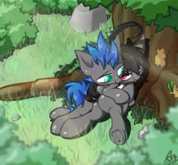 Size: 517x479 | Tagged: suggestive, artist:adetuddymax, derpibooru import, oc, oc:adetuddymax, oc:scorprion carl, unofficial characters only, earth pony, pony, digital art, gay, heterochromia, male, males only, practice, stallion, tree