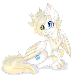 Size: 1024x1024 | Tagged: safe, artist:silent-shadow-wolf, derpibooru import, oc, oc:axel, unofficial characters only, cat pony, original species, chest fluff, heterochromia, male, simple background, sitting, solo, stallion, transparent background