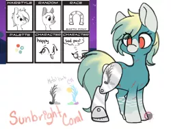Size: 1400x1050 | Tagged: safe, artist:red_moonwolf, derpibooru import, oc, oc:sunbright coral, unofficial characters only, earth pony, pony, amputee, pony randomizer challenge, prosthetic limb, prosthetics, scar, simple background, solo, white background
