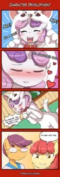 Size: 400x1180 | Tagged: 4koma, anime, anthro, apple bloom, apple bloomers, artist:lumineko, blushing, clothes, collar, comic, costume, crossover, cutie mark crusaders, derpibooru import, dog collar, female, gintama, mare, sadaharu, scootaloo, suggestive, sweetie belle, vulgar