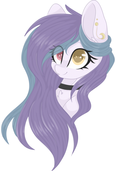 Size: 1024x1500 | Tagged: safe, artist:cinnamontee, derpibooru import, oc, oc:yellow light, unofficial characters only, pony, bust, ear piercing, earring, female, heterochromia, jewelry, mare, piercing, portrait, simple background, solo, transparent background