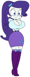 Size: 244x630 | Tagged: suggestive, artist:stevenstar777, derpibooru import, rarity, equestria girls, belt, big breasts, boots, breasts, busty rarity, cleavage, clothes, curvy, female, hands behind back, high heel boots, hourglass figure, huge breasts, simple background, skirt, solo, solo female, thigh boots, transparent background