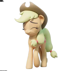 Size: 2048x2048 | Tagged: safe, artist:therealdjthed, derpibooru import, applejack, earth pony, pony, 3d, 3d model, blender, cycles, cycles render, eyes closed, female, mare, model:djthed, simple background, smiling, solo, transparent background, walking