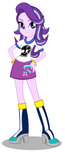 Size: 936x2244 | Tagged: safe, artist:trungtranhaitrung, derpibooru import, starlight glimmer, equestria girls, boots, clothes, female, hand on hip, high heel boots, high heels, looking at you, one ok rock, shoes, simple background, skirt, smiling, solo, transparent background, vector