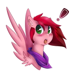 Size: 894x894 | Tagged: suggestive, artist:csox, derpibooru import, oc, oc:cotton candy, unofficial characters only, pegasus, pony, bandana, blushing, exclamation point, femboy, male, simple background, solo, spread wings, stallion, transparent background, wingboner, wings