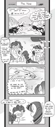 Size: 1451x3300 | Tagged: suggestive, artist:loreto-arts, derpibooru import, pinkie pie, spike, twilight sparkle, twilight sparkle (alicorn), alicorn, changeling, dragon, pony, comic:friendship is innuendo, comic, dialogue, eyes closed, female, fire, floppy ears, grayscale, male, mare, monochrome, pinkiespike, shipping, stallion, starry eyes, straight, wingding eyes, x eyes