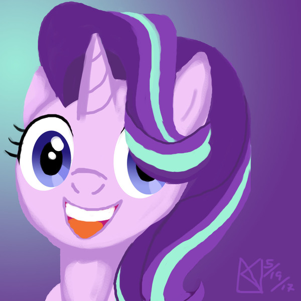 Size: 1500x1500 | Tagged: safe, artist:kelseyleah, derpibooru import, starlight glimmer, pony, gradient background, smiling, solo