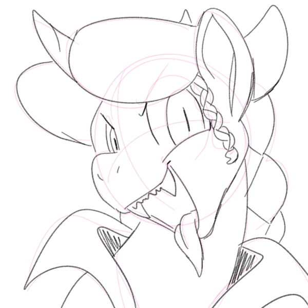 Size: 700x700 | Tagged: safe, artist:goat train, deleted from derpibooru, derpibooru import, oc, oc:marker pony, unofficial characters only, pony, 4chan, devil, open mouth, sharp teeth, sketch, slit eyes, solo, teeth, tongue out