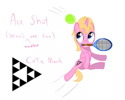 Size: 1000x800 | Tagged: safe, artist:mightyshockwave, derpibooru import, oc, oc:ace shot, unofficial characters only, pony, female, filly, leaping, sierpinski triangle, simple background, solo, tennis, tennis ball, tennis racket