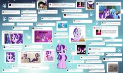 Size: 4000x2370 | Tagged: safe, artist:trini-mite, derpibooru import, pinkie pie, starlight glimmer, trixie, earth pony, pony, twittermite, unicorn, birthday, happy birthday, hat, inuyasha, kelly sheridan, lolirock, meta, party hat, sango, twitter