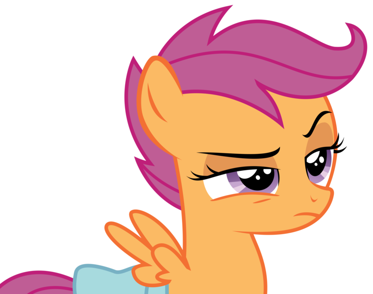 Size: 4119x3253 | Tagged: safe, artist:sketchmcreations, derpibooru import, scootaloo, pony, parental glideance, absurd resolution, raised eyebrow, saddle bag, scootaloo is not amused, simple background, skeptical, solo, transparent background, unamused, vector