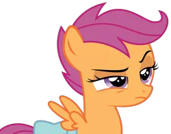 Size: 4119x3253 | Tagged: safe, artist:sketchmcreations, derpibooru import, scootaloo, pony, parental glideance, absurd resolution, raised eyebrow, saddle bag, scootaloo is not amused, simple background, skeptical, solo, transparent background, unamused, vector