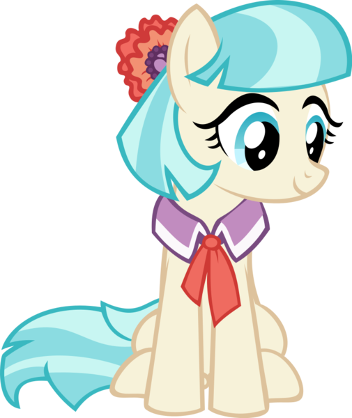 Size: 823x977 | Tagged: safe, artist:iknowpony, derpibooru import, coco pommel, earth pony, pony, made in manehattan, .svg available, clothes, female, flower, hooves, mare, scarf, simple background, smiling, solo, transparent background, vector