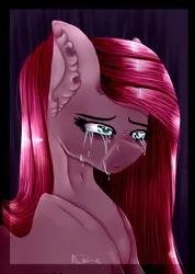 Size: 1024x1439 | Tagged: safe, artist:bladedeehunter, derpibooru import, pinkie pie, pony, crying, pinkamena diane pie, solo