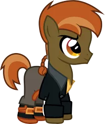 Size: 2001x2357 | Tagged: safe, artist:cloudyglow, derpibooru import, button mash, earth pony, pony, clothes, clothes swap, colt, cosplay, costume, crossover, disney, jim hawkins, male, simple background, smiling, solo, transparent background, treasure planet