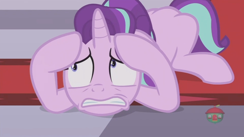 Size: 1232x690 | Tagged: safe, derpibooru import, screencap, starlight glimmer, pony, a royal problem, animation error, missing cutie mark, solo