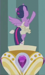 Size: 265x435 | Tagged: safe, derpibooru import, screencap, twilight sparkle, twilight sparkle (alicorn), alicorn, pony, a royal problem, ballerina, clothes, cropped, gif, hair bun, leotard, music box, skirt, solo, tutu, twilarina, twilight stalker, upskirt